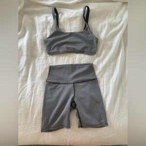 Alo Microhoundstooth Bra & Biker Short Set